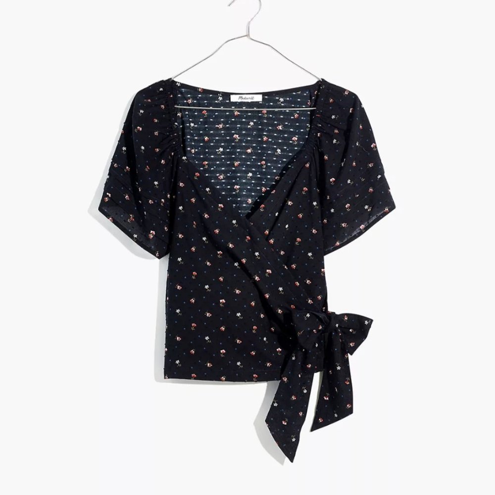 Madewell Ruffle Sleeve Wrap Top in Spring Floral